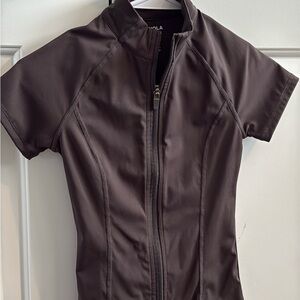 Adanola Brown Zip-Up Top